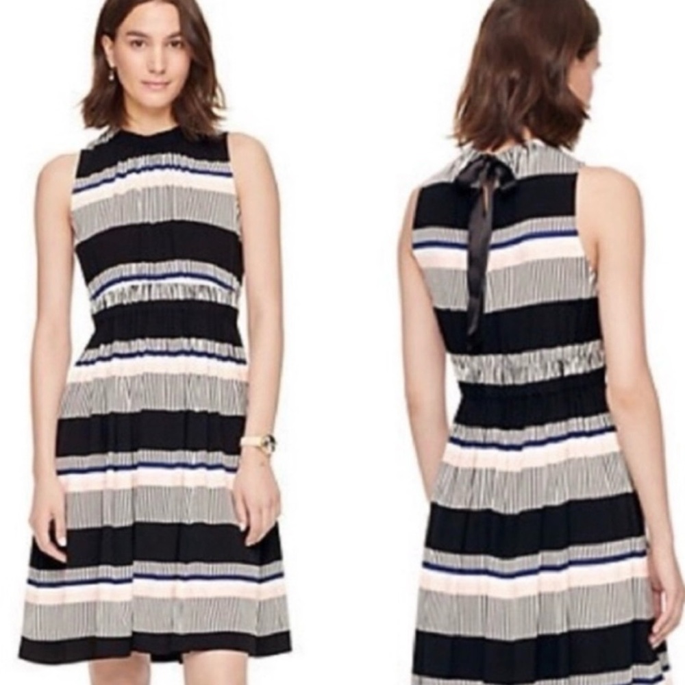Kate Spade Bay Striped Tie Back Dress in Expand Your Horizon Sz 2